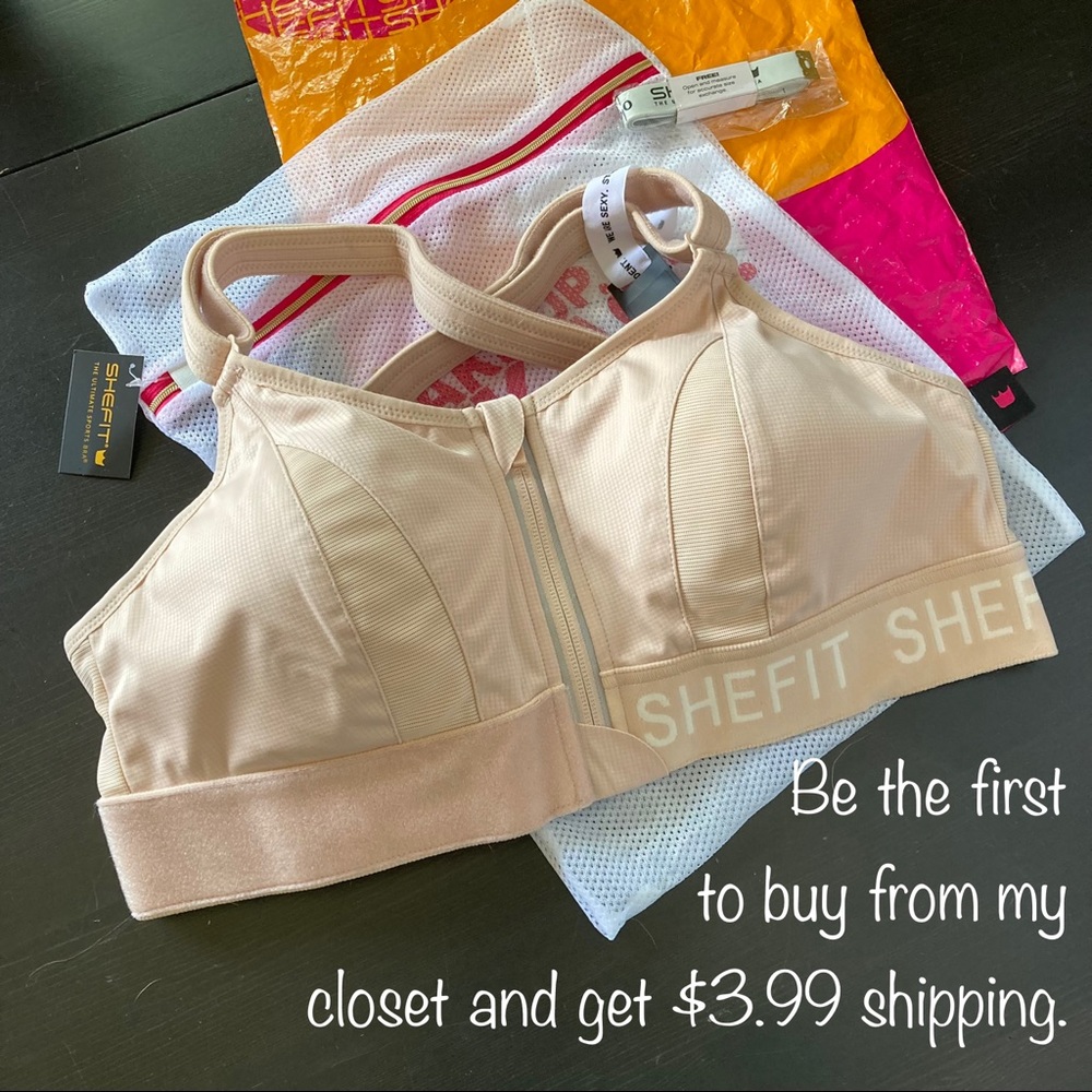 NWT SHEFIT fully adjustable ultimate sports bra— Color: SANDSTORM; Size: LUXE